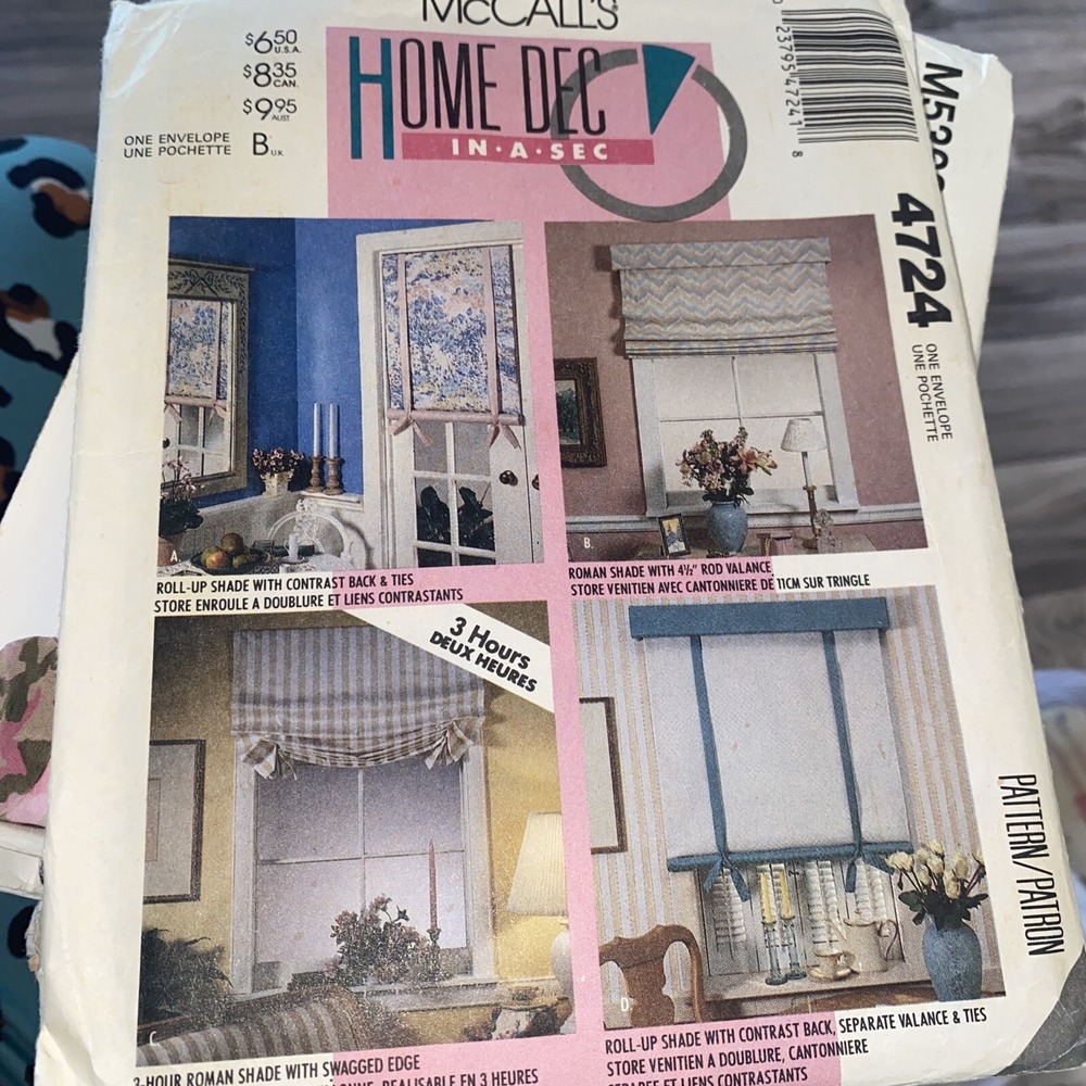 McCalls 4724 Vintage Sewing Pattern Home Dec Window Treatment Shades Cut
